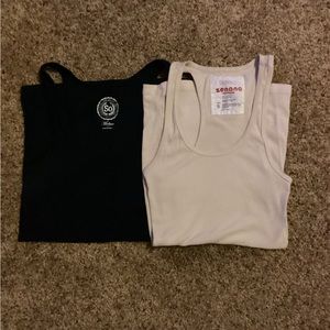 *SET* Black and Beige Racerback Tank Tops